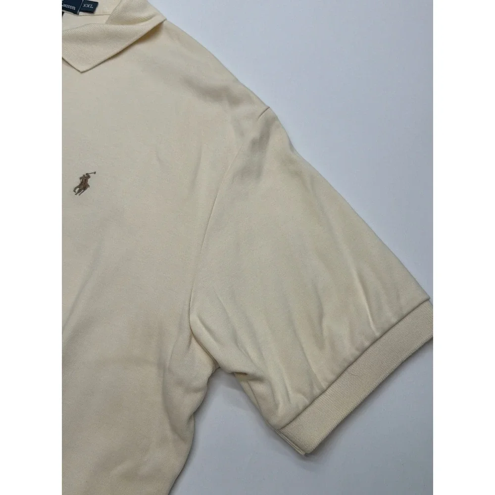 Polo Ralph Lauren Mens‎ XXL Cream Off White Short Sleeve Cotton Polo Shirt Pony